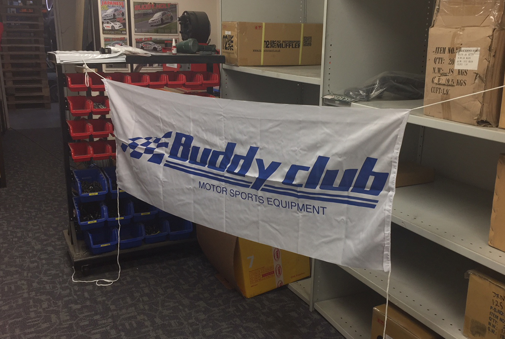 BC-BANNER-1 / BUDDY CLUB BANNER FLAG BLUE ON WHITE 60x165cm