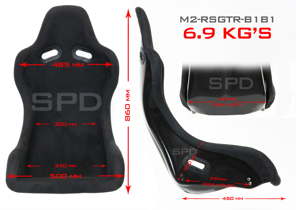 M2 MOTORSPORT - GTR BUCKET SEAT DIMENTIONS