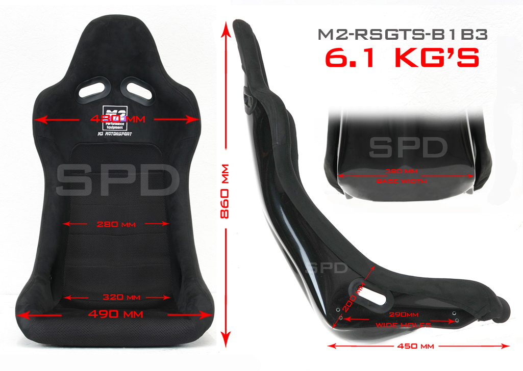 M2 MOTORSPORT - GTS BUCKET SEAT DIMENTIONS