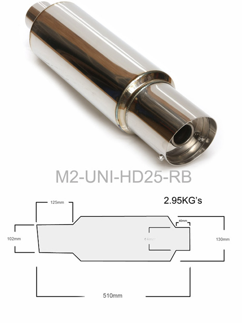 M2-UNI-HD25-RB / M2 300mm MUFFLER 2.5
