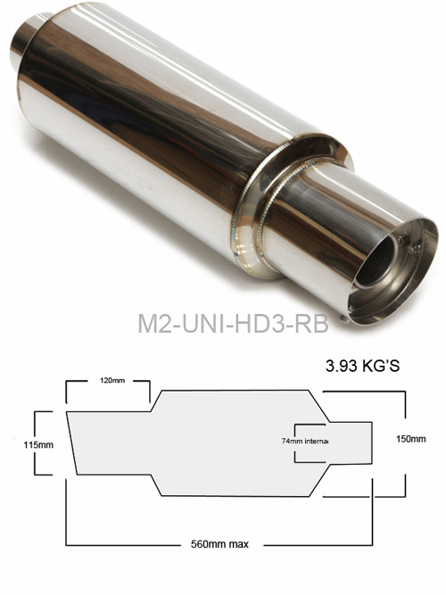 M2-UNI-HD3-RB / M2 350mm MUFFLER 3