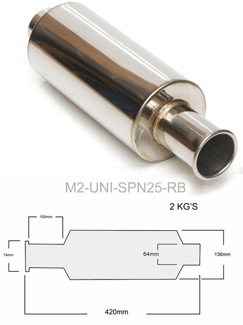 M2-UNI-SPN25-RB / M2 270mm MUFFLER 2.5