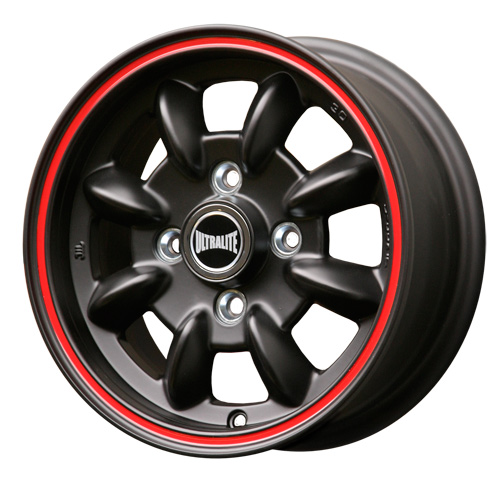 ULML1BR / ULTRALITE MINI WHEELS - 12x5J - ET30 -  4X101.6 PCD - BLACK WITH RED PINLINE