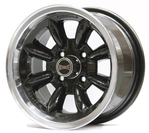 SPML3BK / ULTRALITE MINI WHEELS 13x7J - ET10 - 4X101.6 PCD - BLACK WITH POLISHED RIM