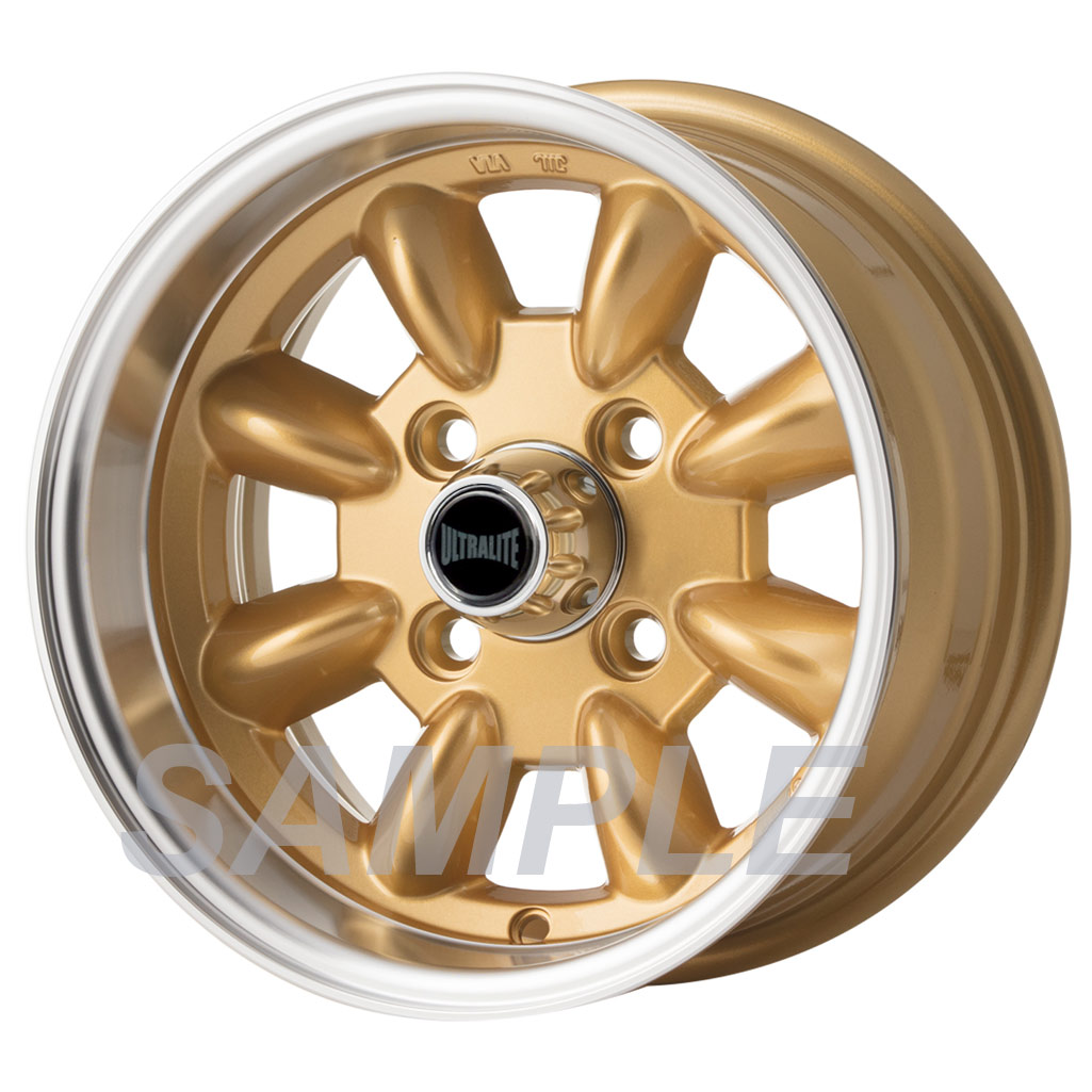 SPML3GL-L / ULTRALITE MINI WHEELS 13x7J - ET10 - 4x101.6 PCD - GOLD WITH POLISHED RIM