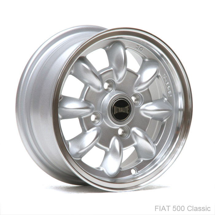 ULML1CTSI-98 / ULTRALITE CLASSIC FIAT 500  WHEELS 12x5J - ET30 - 4x98 PCD- SILVER + POLISHED RIM