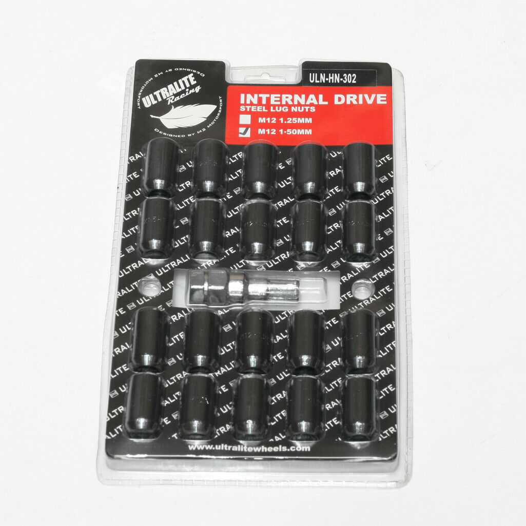 ULN-HN-302-1B / WHEEL NUTS M12 X 1.5MM BLACK - TUNER STYLE INTERNAL DRIVE (use ULN-DSTA)