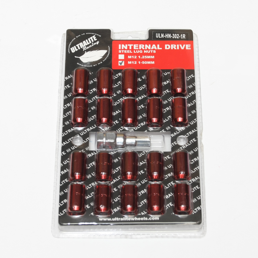 ULN-HN-302-1R / WHEEL NUTS M12 X 1.5MM RED - TUNER STYLE INTERNAL DRIVE