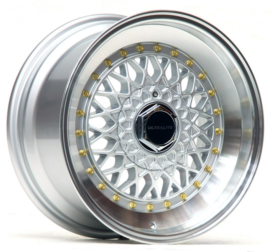 ULR2-1680-1SMLG / ULTRALITE RS 16x8 - ET20 - 4x100+108 PCD - SILVER POLISHED RIM GOLD RIVET