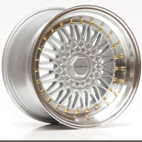 ULRS-1710-1SMLG / ULTRALITE RS 17x10 - ET20 - 4x100 5x100 PCD - SILVER POLISHED RIM GOLD RIVET