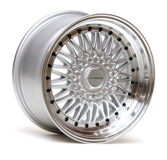 ULRS-1785-1SML / ULTRALITE RS 17x8.5 - ET25 - 4x100 5x100 PCD - SILVER POLISHED RIM BLACK RIVET